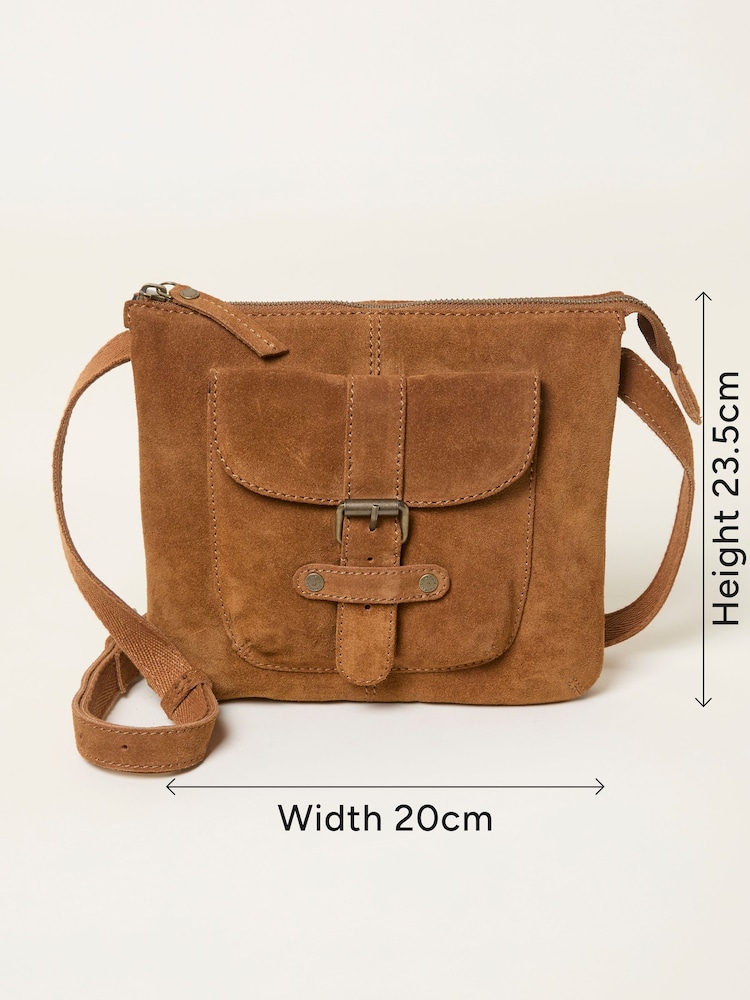 FatFace Libby Tan Brown Suede Crossbody Bag - Image 5 of 5