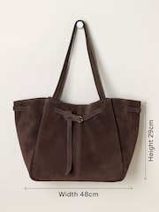 FatFace Chocolate Brown Suede Buckle Tote Bag - Image 6 of 6