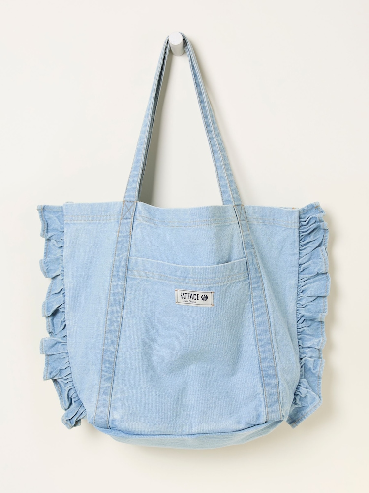 FatFace Astrid Light Denim Frill Tote - Image 1 of 3 FatFace Astrid Light Denim Frill Tote - Image 1 of 3