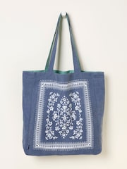 FatFace Navy Floral Reversible Tote Bag - Image 1 of 3