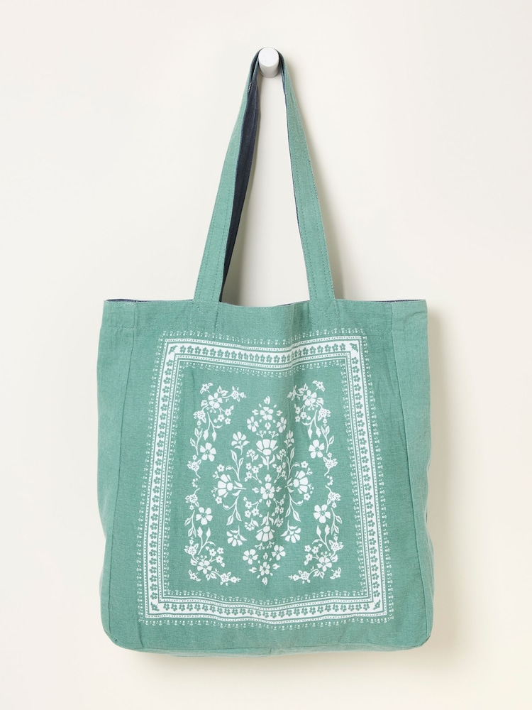 FatFace Navy Floral Reversible Tote Bag - Image 2 of 3