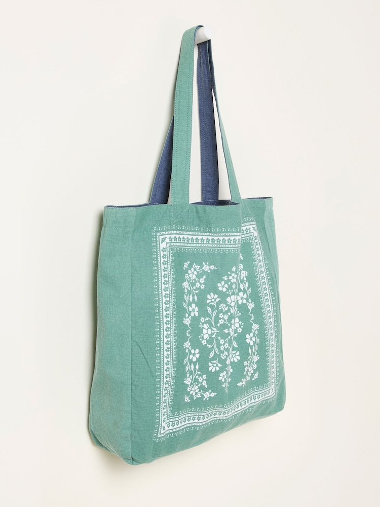 FatFace Navy Floral Reversible Tote Bag - Image 3 of 3