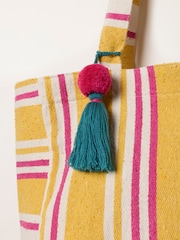FatFace Mustard Yellow Stripe Beach Bag - Image 3 of 4