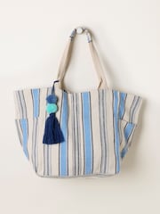 FatFace Blue Stripe Tote Bag - Image 1 of 3