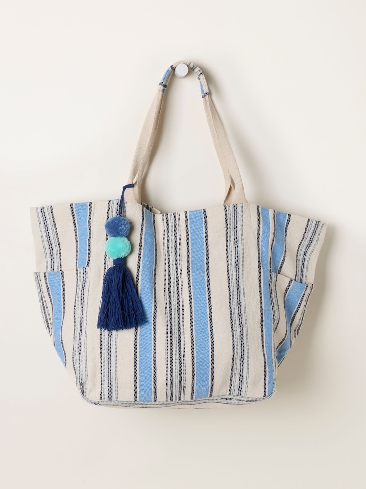 FatFace Blue Stripe Tote Bag - Image 1 of 3
