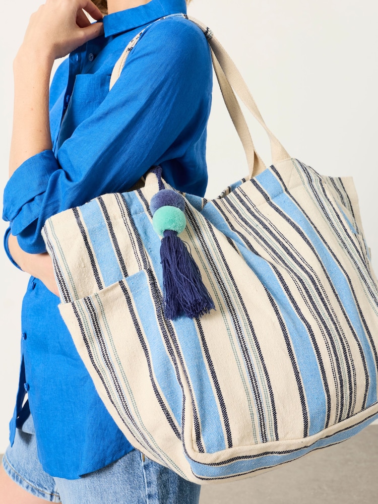 FatFace Blue Stripe Tote Bag - Image 5 of 5