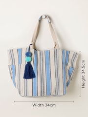 FatFace Blue Stripe Tote Bag - Image 6 of 6
