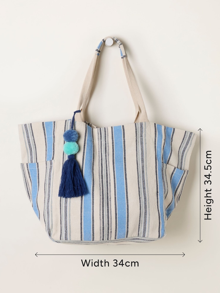 FatFace Blue Stripe Tote Bag - Image 6 of 6