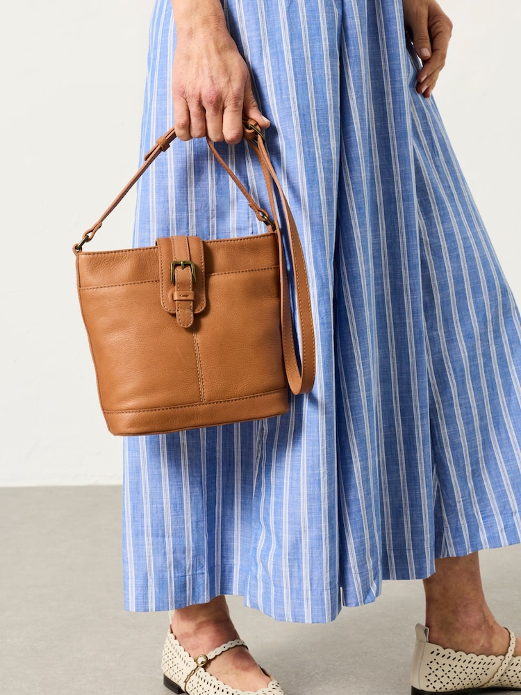 FatFace Tan Brown Leather Bucket Bag - Image 1 of 2