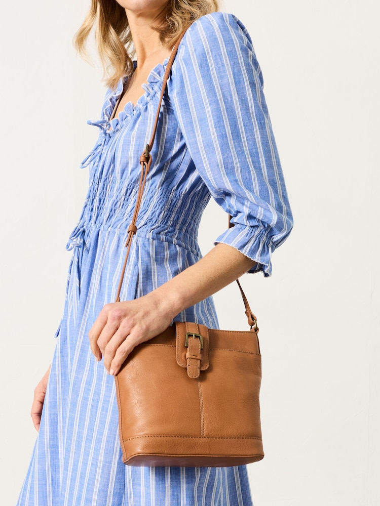 FatFace Tan Brown Leather Bucket Bag - Image 2 of 2