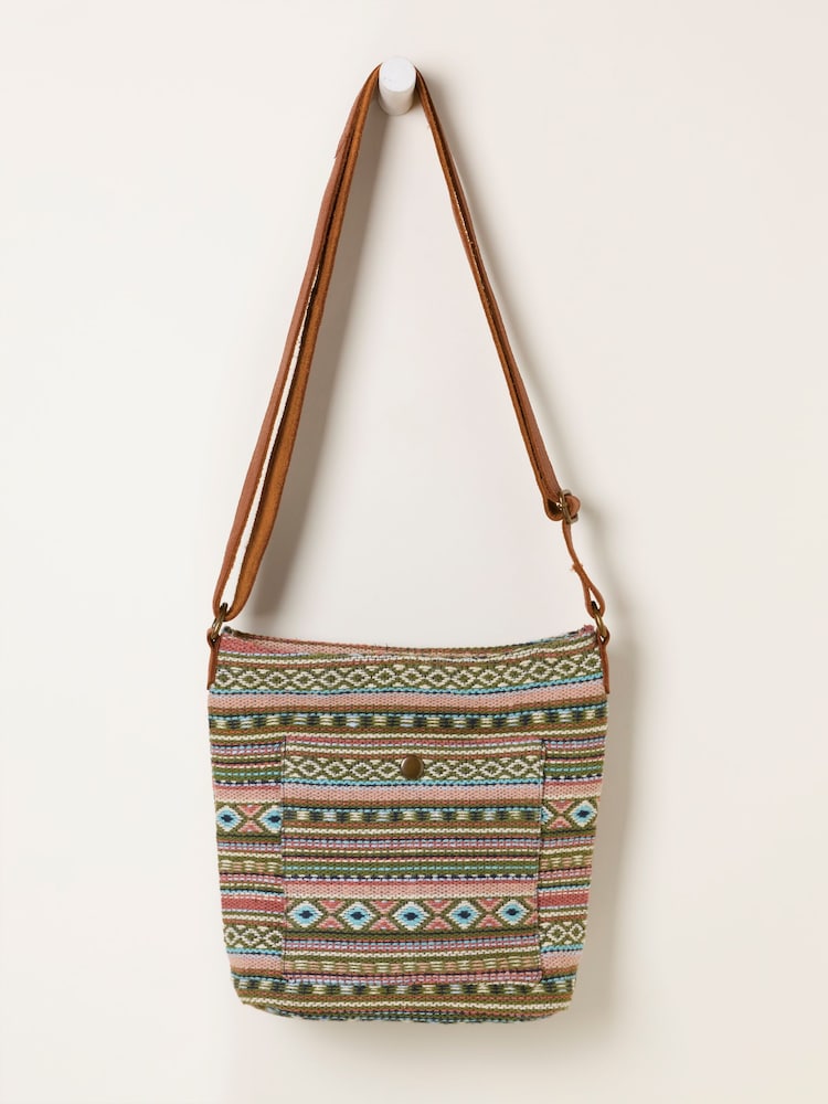 FatFace Khaki Green Woven Crossbody Bag - Image 1 of 3