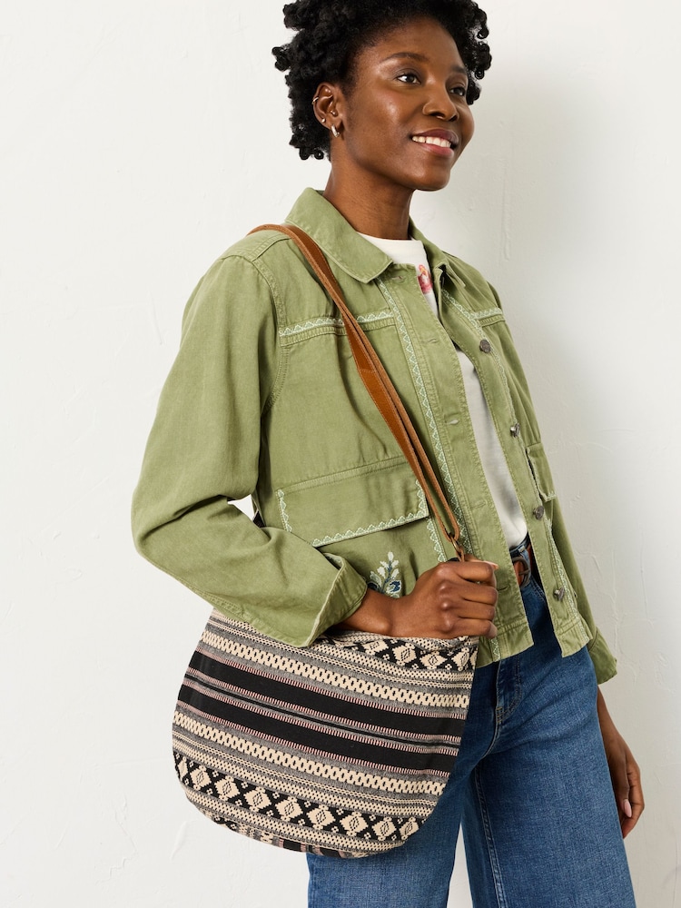 FatFace Evalie Black Woven Crossbody Bag - Image 1 of 5