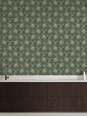 Laurence Llewelyn-Bowen Green Rambleicious Floral Print 10M Wallpaper - Image 1 of 4