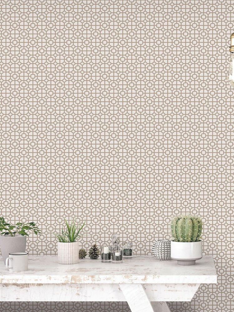 Galerie Bronze Brown Spring Blossom Lattice 10M Wallpaper - Image 1 of 2