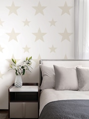Style Sisters Beige Double Star 10M Wallpaper - Image 1 of 3