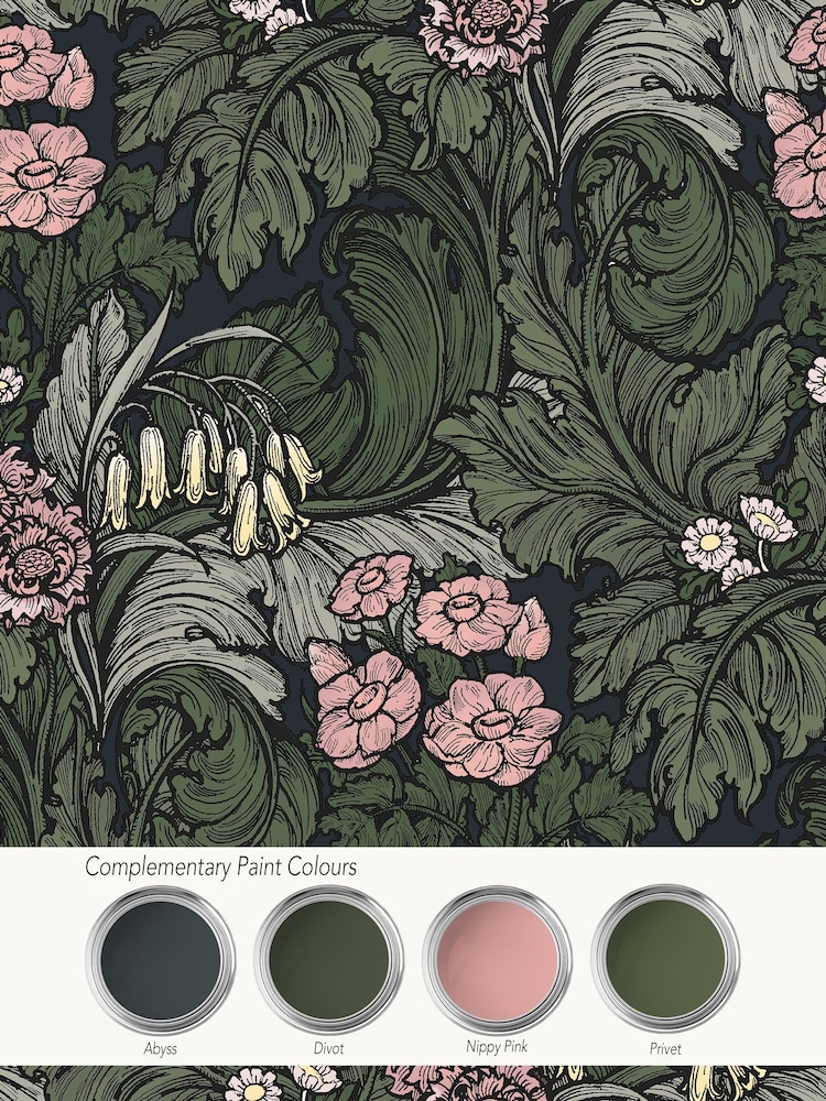 Laurence Llewelyn-Bowen Pink Hedgerovia Floral Print 10M Wallpaper - Image 4 of 4