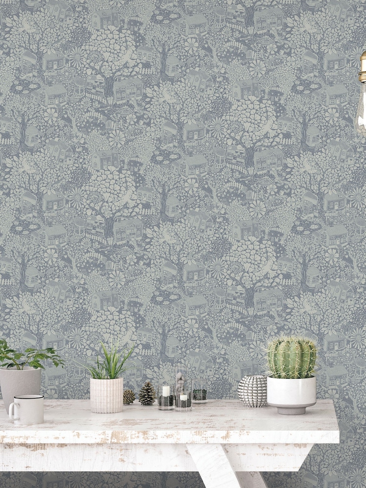 Galerie Blue Sommarang 2 Woodland 10M Wallpaper - Image 1 of 2