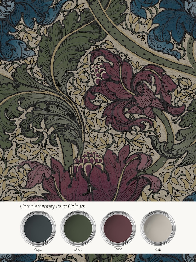 Laurence Llewelyn-Bowen Red Morris Major Floral Print 10M Wallpaper - Image 4 of 4