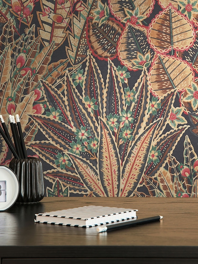 Galerie Bronze Brown Welcome Home Floral Print 10M Wallpaper - Image 1 of 6