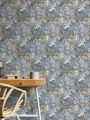 Laurence Llewelyn-Bowen Blue Hedgerovia Floral 10M Wallpaper - Image 1 of 4