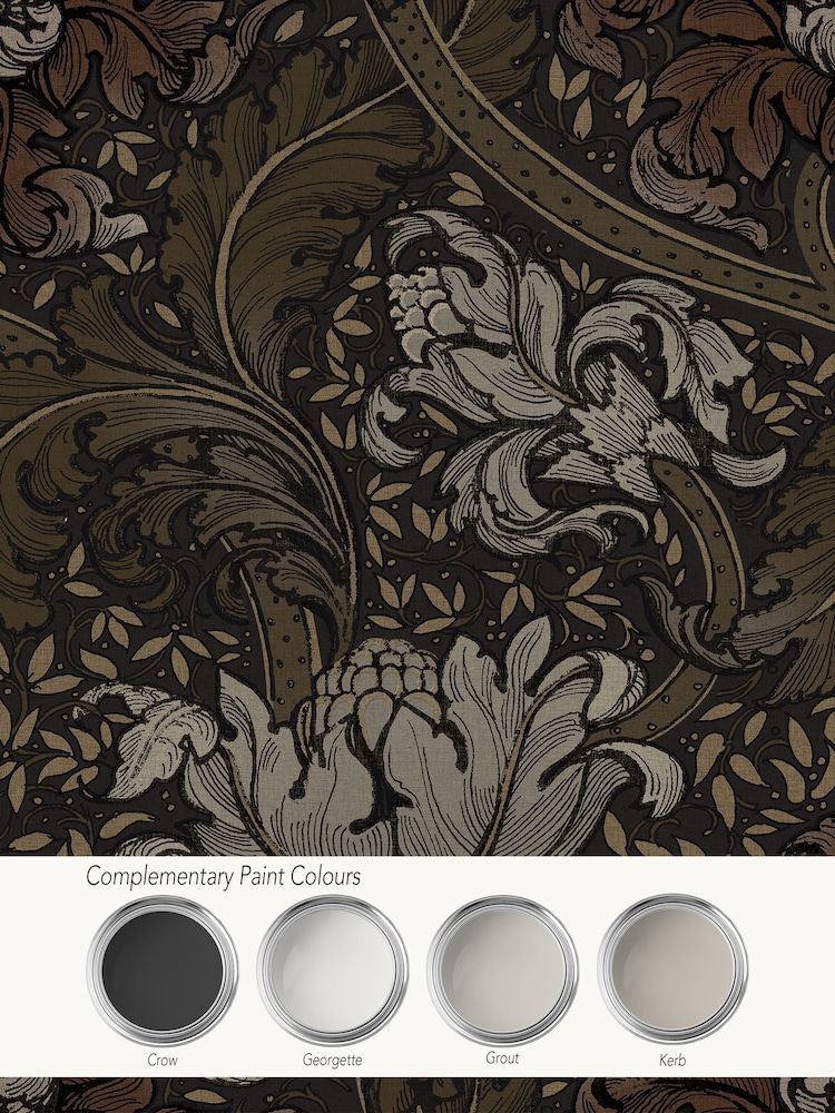 Laurence Llewelyn-Bowen Bronze Brown Morris Major Floral Print 10M Wallpaper - Image 1 of 4