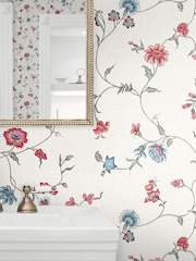 Galerie Red French Country Floral Print 10M Wallpaper - Image 1 of 2