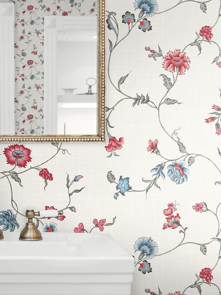 Galerie Red French Country Floral Print 10M Wallpaper - Image 1 of 2