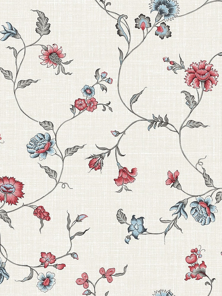 Galerie Red French Country Floral Print 10M Wallpaper - Image 2 of 2