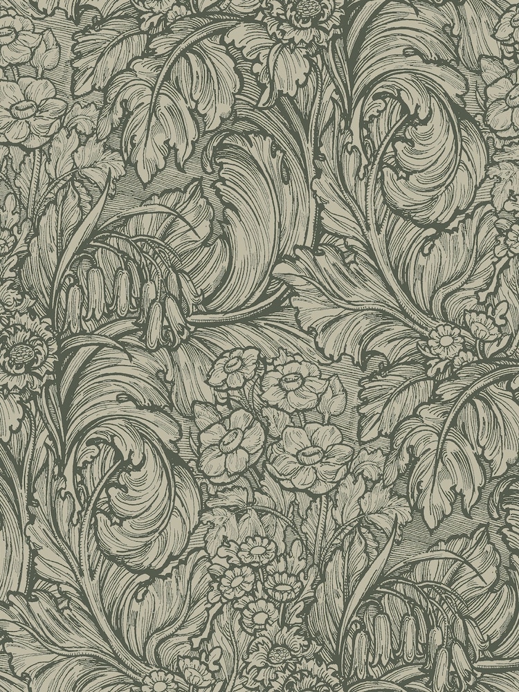 Laurence Llewelyn-Bowen Green Hedgerovia Floral Print 10M Wallpaper - Image 2 of 4 Laurence Llewelyn-Bowen Green Hedgerovia Floral Print 10M Wallpaper - Image 2 of 4