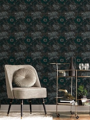 Laurence Llewelyn-Bowen Blue Morris Major Floral Print 10M Wallpaper - Image 1 of 4