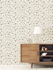 Galerie Silver Grey French Country Floral Print 10M Wallpaper - Image 1 of 2