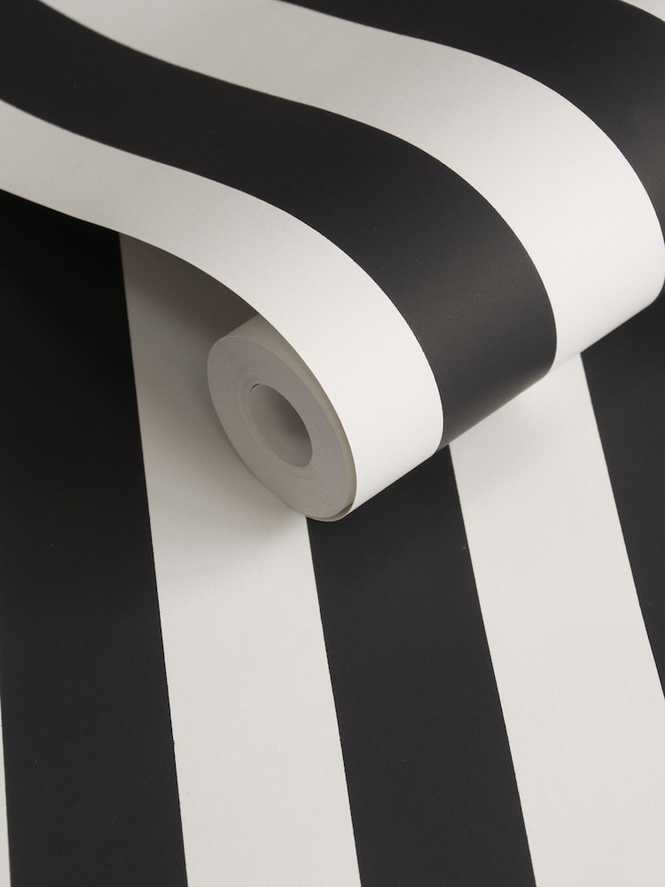 Style Sisters Black Thin Stripe 10M Wallpaper - Image 3 of 3