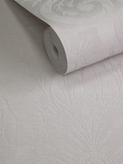 Laurence Llewelyn-Bowen Beige Damask Sauvage Flock 10M Wallpaper - Image 3 of 5