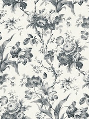 Galerie Silver Grey French Country Floral Print 10M Wallpaper - Image 2 of 2