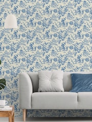 Galerie Blue French Country Toile 10M Wallpaper - Image 1 of 2