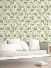 Galerie Green French Country Floral Print 10M Wallpaper - Image 1 of 2