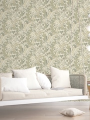 Galerie Green Sommarang 2 Floral Print 10M Wallpaper - Image 1 of 2