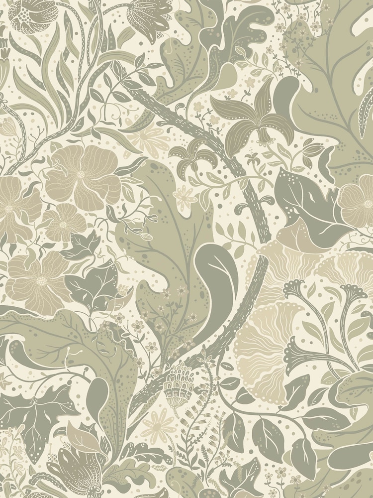 Galerie Green Sommarang 2 Floral Print 10M Wallpaper - Image 2 of 2