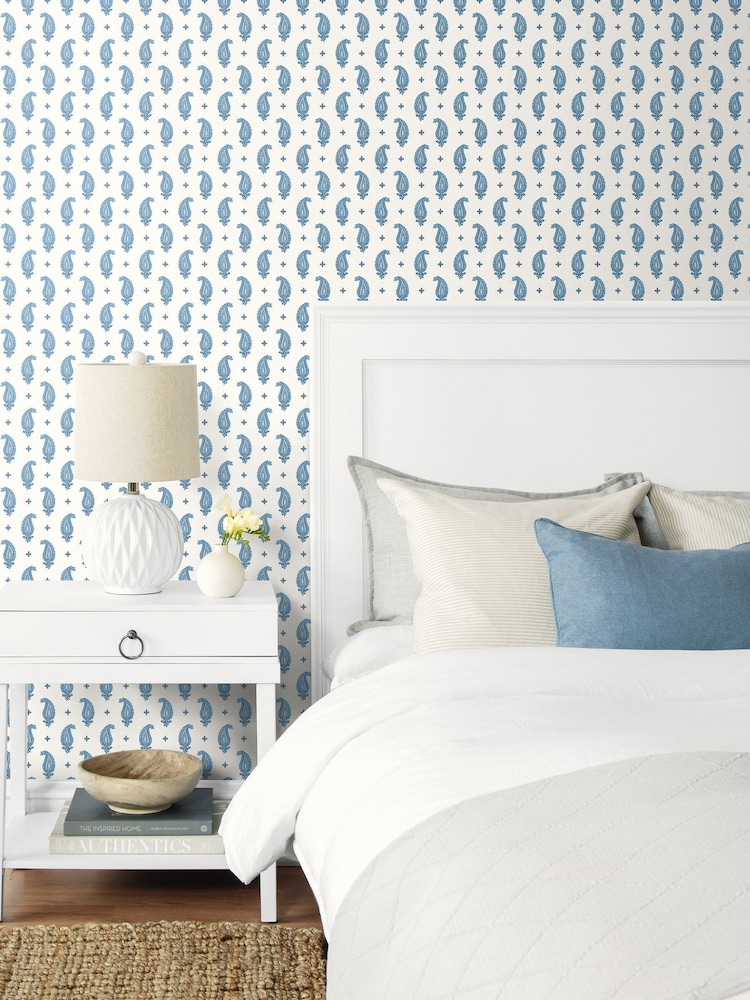 Galerie Blue French Country Motif 10M Wallpaper - Image 1 of 2