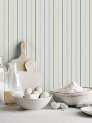Galerie Blue French Country Stripe 10M Wallpaper - Image 1 of 2