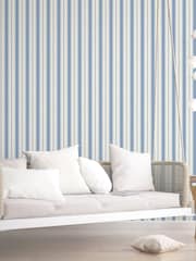 Galerie Blue French Country Stripe 10M Wallpaper - Image 1 of 2