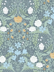 Galerie Blue Sommarang 2 Floral Print 10M Wallpaper - Image 2 of 2