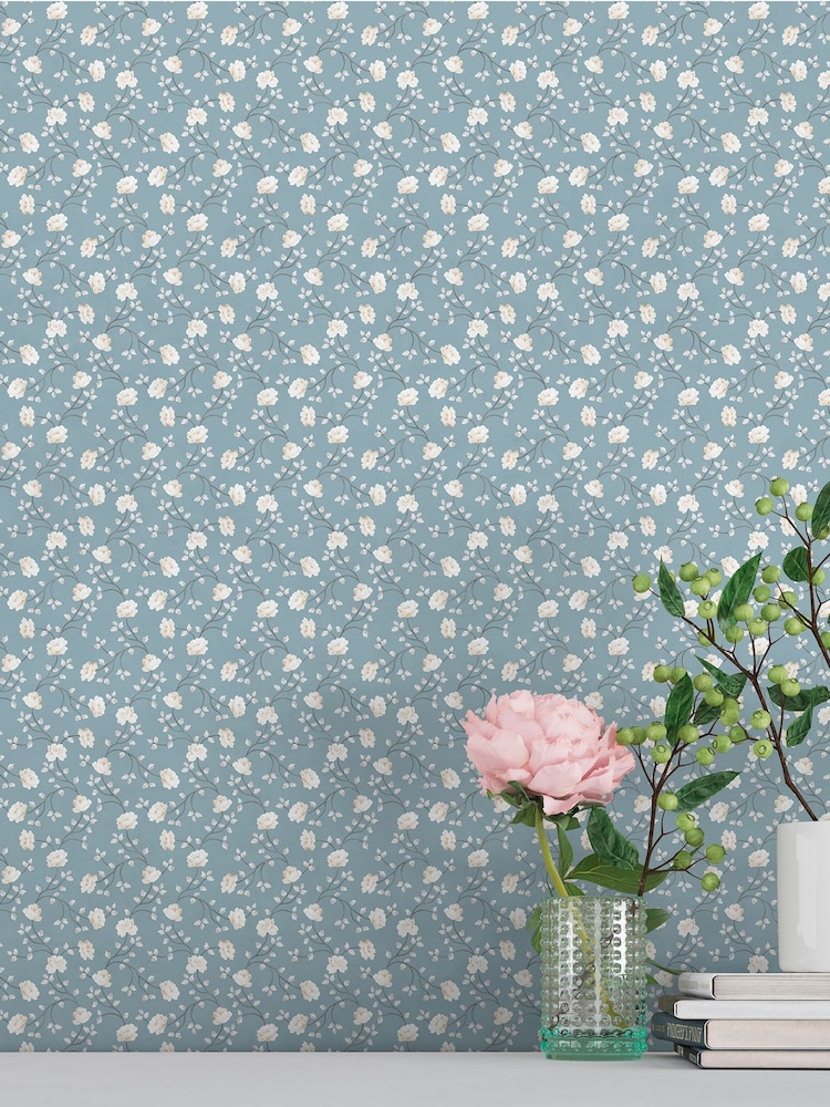Galerie Blue Spring Blossom Floral Print 10M Wallpaper - Image 1 of 2