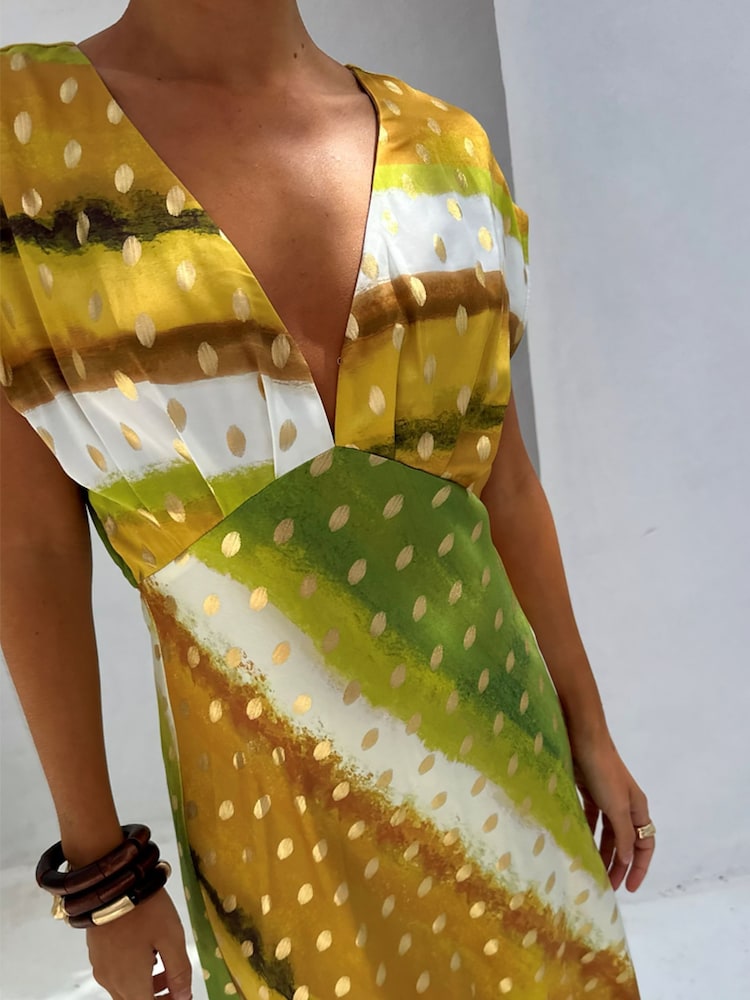 green emerald velvet dress Green Shirred Nara Dress – Never Fully Dressed main image 1