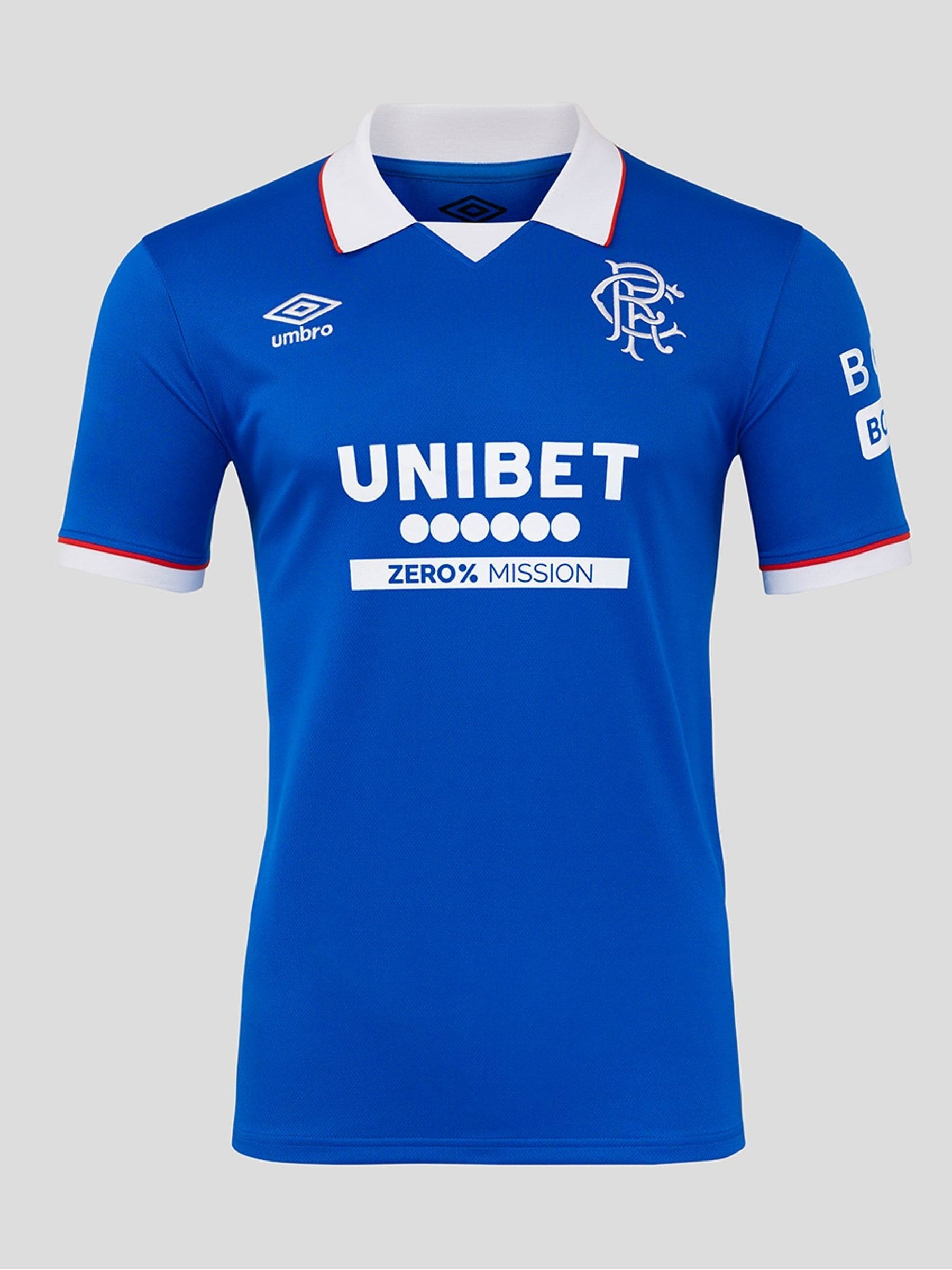 Buy Umbro Blue Adult Rangers Football Club Home Short Sleeve Shirt