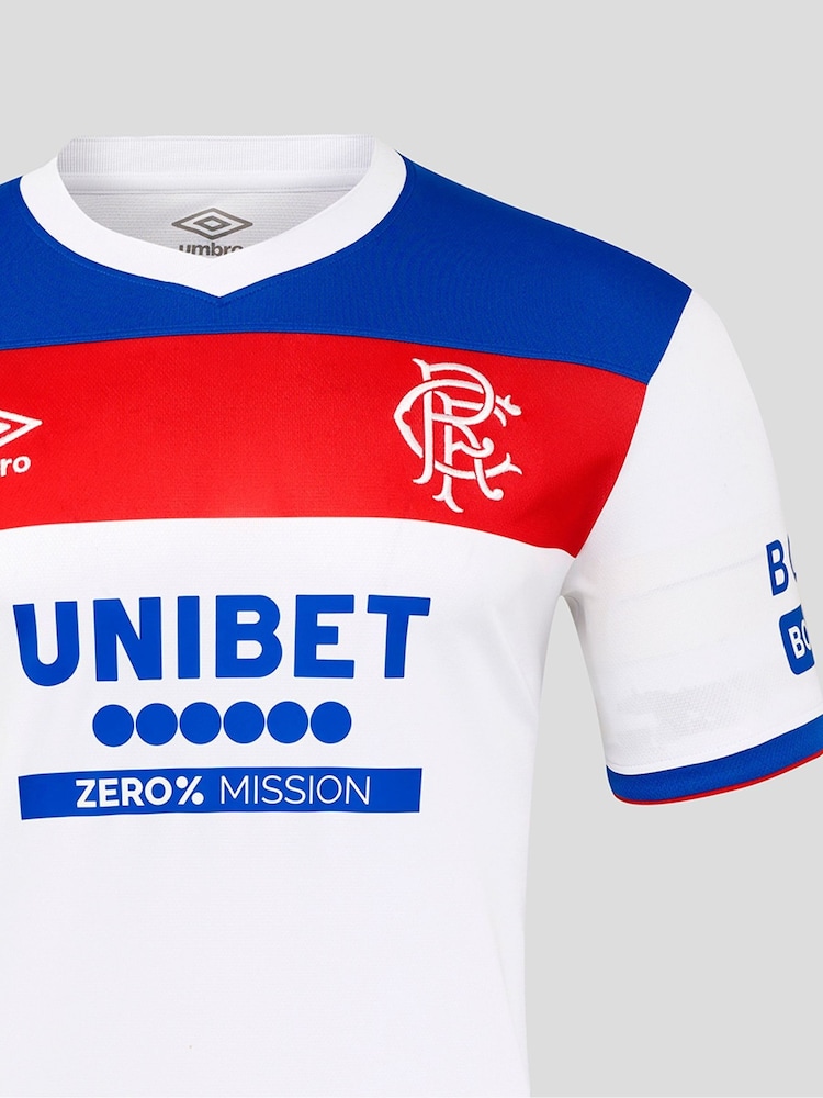Umbro White Rangers Football Club Away Kit Short Sleeve Shirt - Image 6 of 6