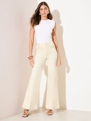 Friends Like These Cream Petite Pocket Tailored Wide Leg Jeans - Image 3 of 5