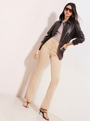 Friends Like These Neutral Petite High Waist Pocket Flare Jeans - Image 1 of 5