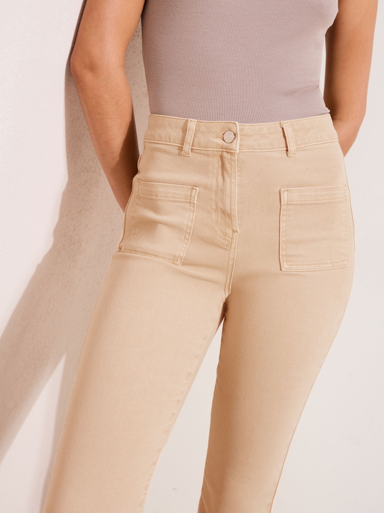 Friends Like These Neutral Petite High Waist Pocket Flare Jeans - Image 2 of 5 Friends Like These Neutral Petite High Waist Pocket Flare Jeans - Image 2 of 5