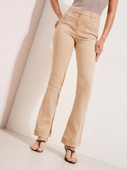 Friends Like These Neutral Petite High Waist Pocket Flare Jeans - Image 4 of 5